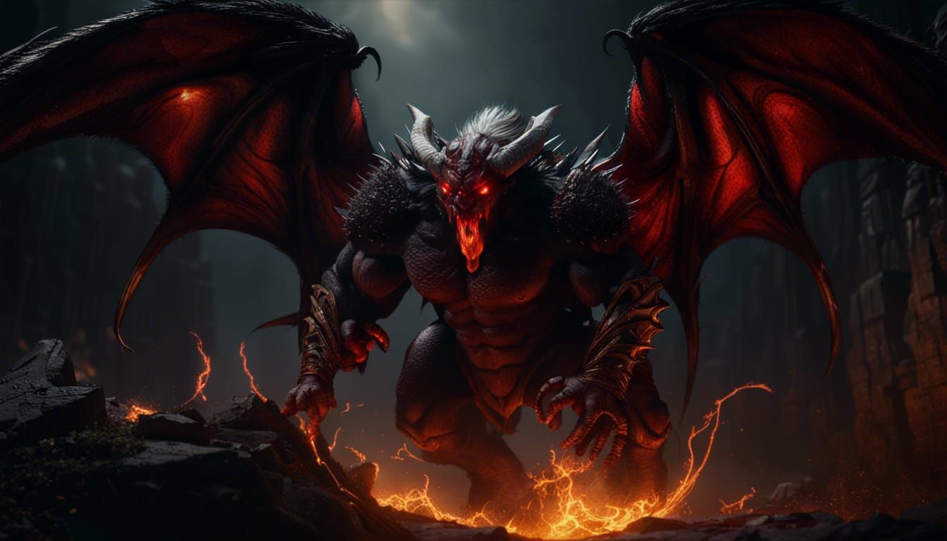 Winged Demonic Balrog in Dark Fantasy Style