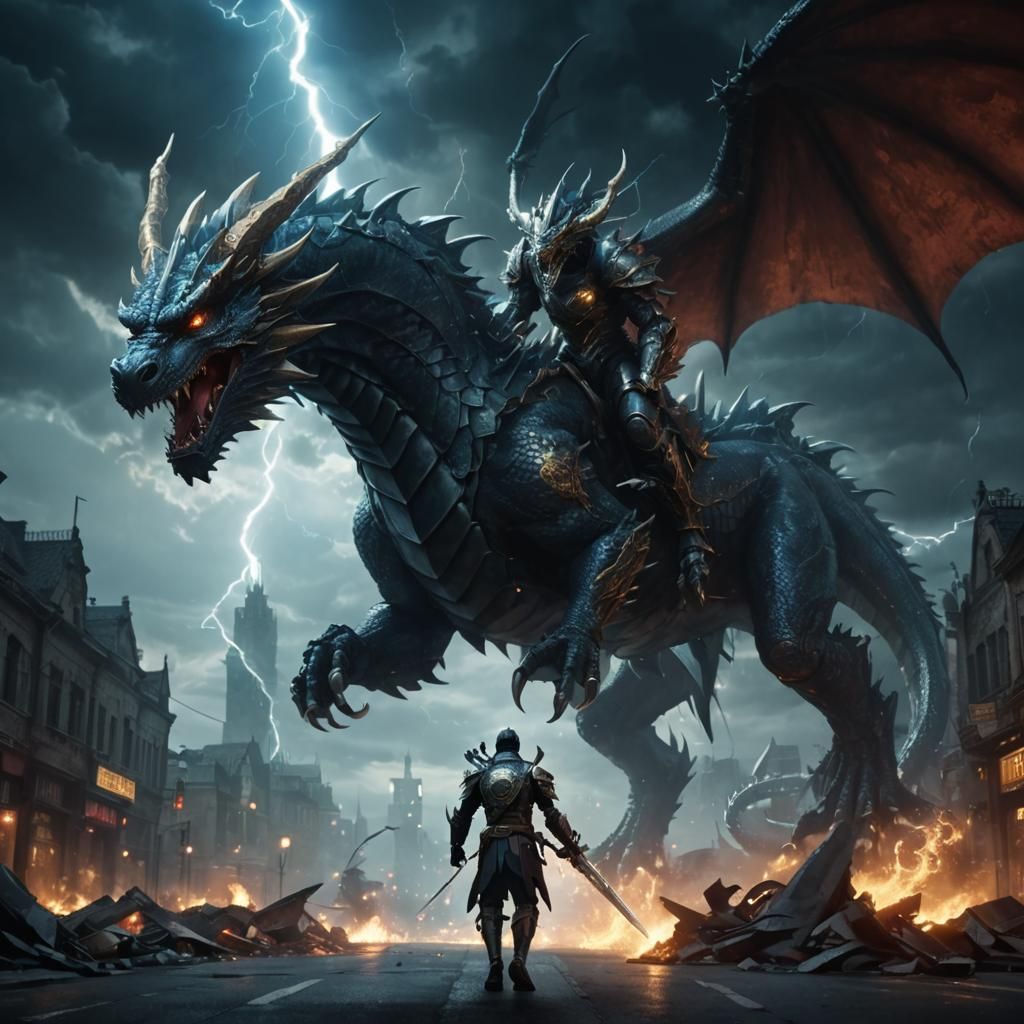 Mechanical Dragon King with Lightning Sword