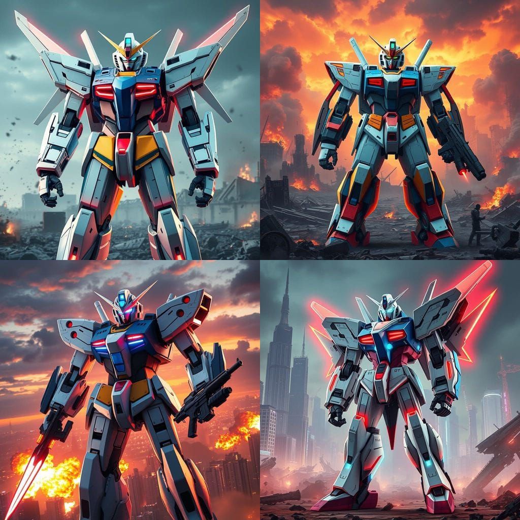 Cyberpunk War Machine in Futuristic Battle Scene