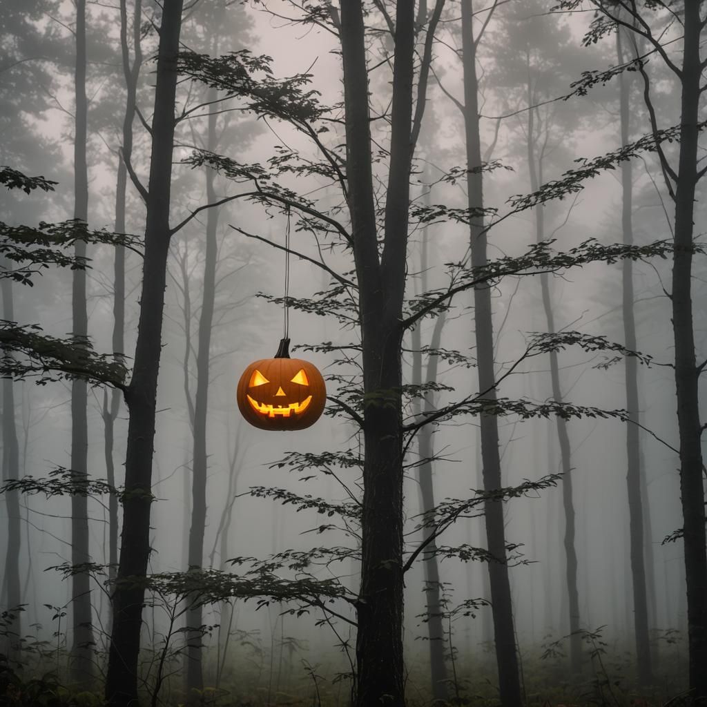 Eerie Jack-o'-Lantern in Twilight Forest