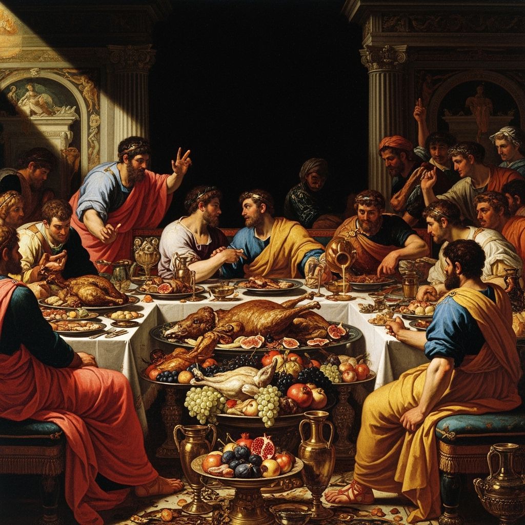 Ancient Greek Banquet in Dramatic Chiaroscuro Style
