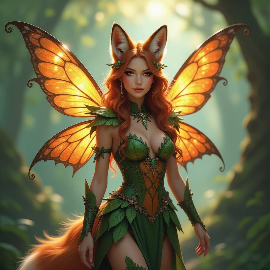Enchanting Fox Fairy in Nature Goddess Costume