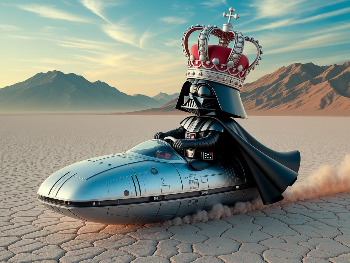 Comically Arrogant Darth Vader on Oversized POD RACER in Sur...