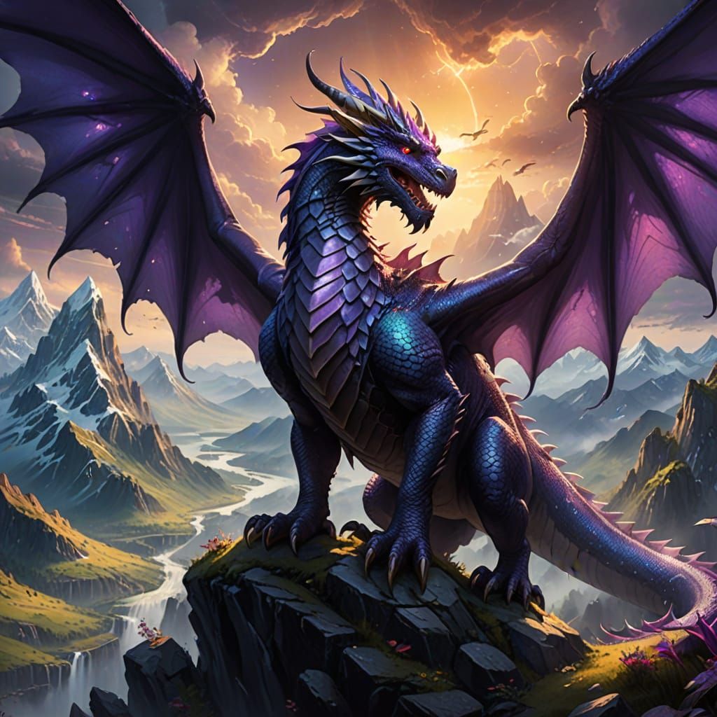 Majestic Purple Dragon Reigns Supreme Amidst Triadic Hues