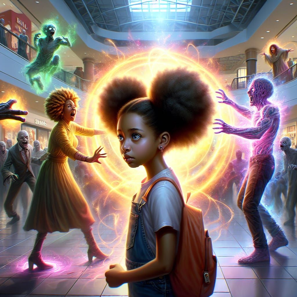 Afro-Caribbean Girl Protected from Monsters