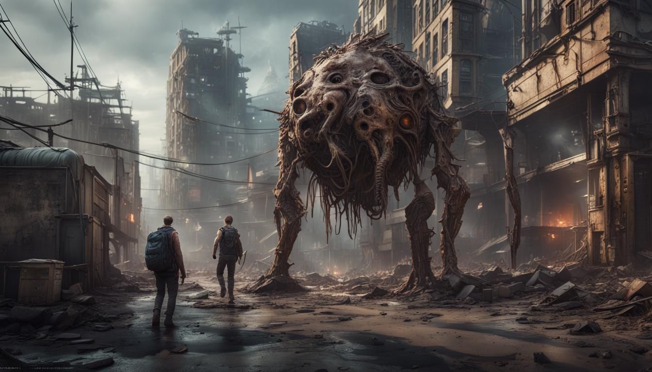 Post-Apocalyptic COVID Creature in Matte Painting Style