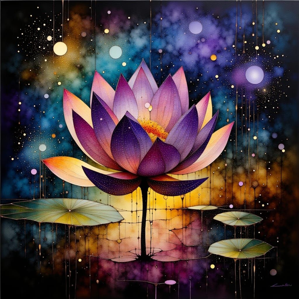 Glowing Cracked Nelumbo Abstract Art