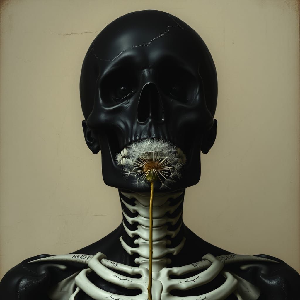 Eerie Gothic Skeleton with Onyx Marble Texture