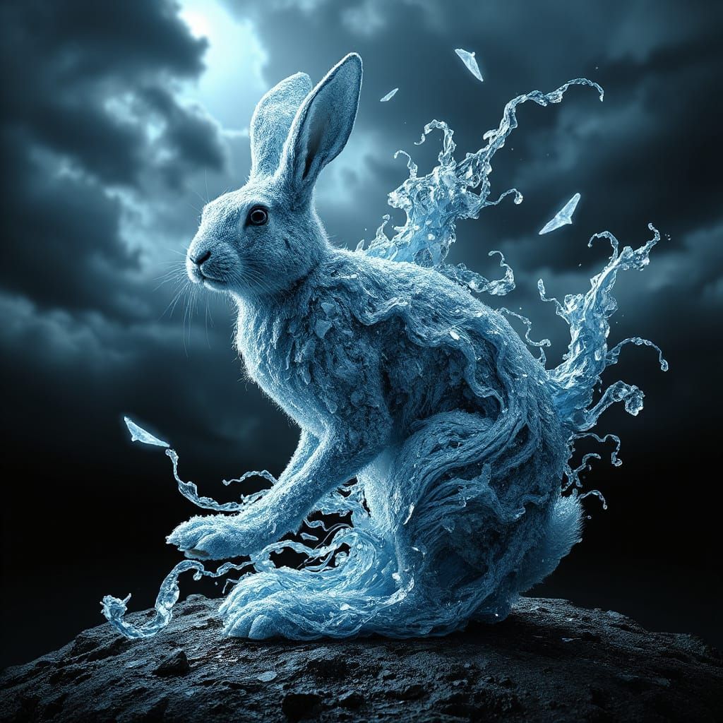 Ethereal Hail Hare in Motion