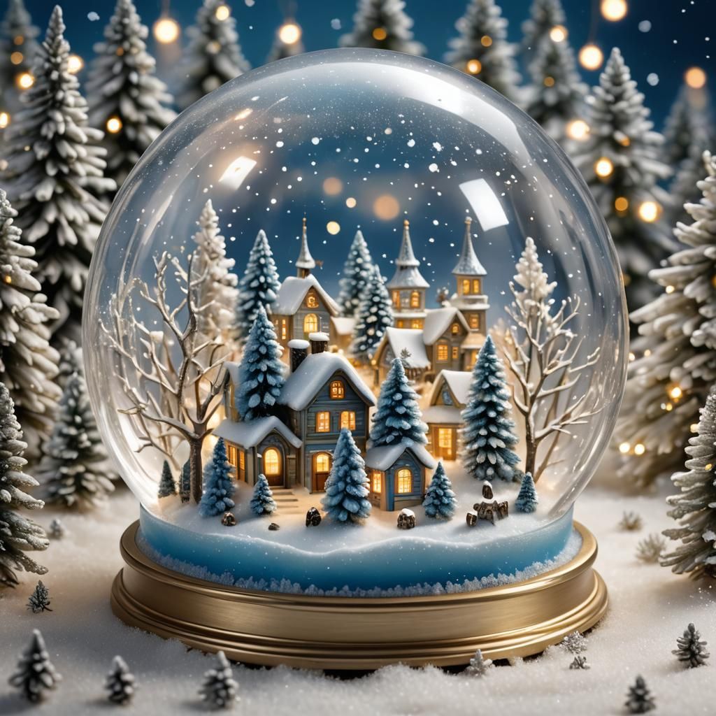 Magical Snow Globe Village in Winter Wonderland