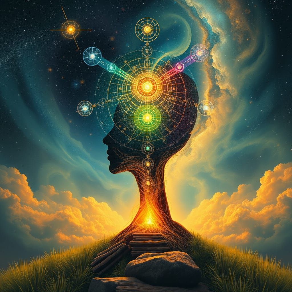 Surreal Cosmic Landscape in Vibrant Digital Art