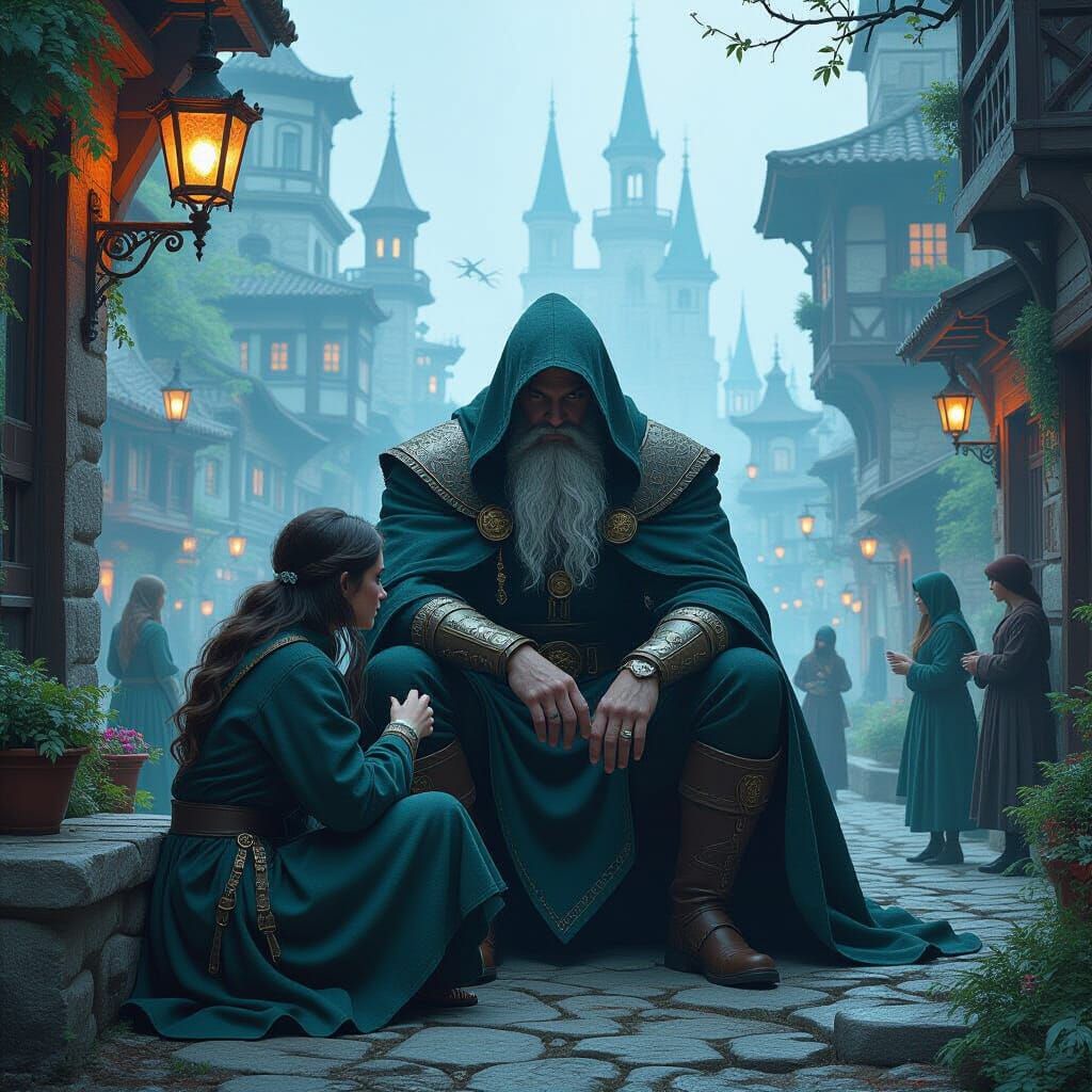 Caring Figures Inspire Quiet Reflection in Fantasy Art