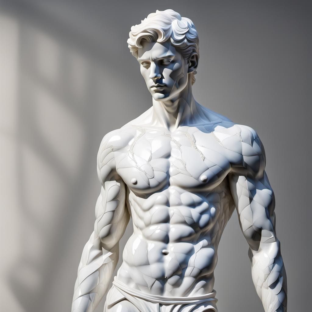Intricate Marble Sculpture of a Handsome Man
