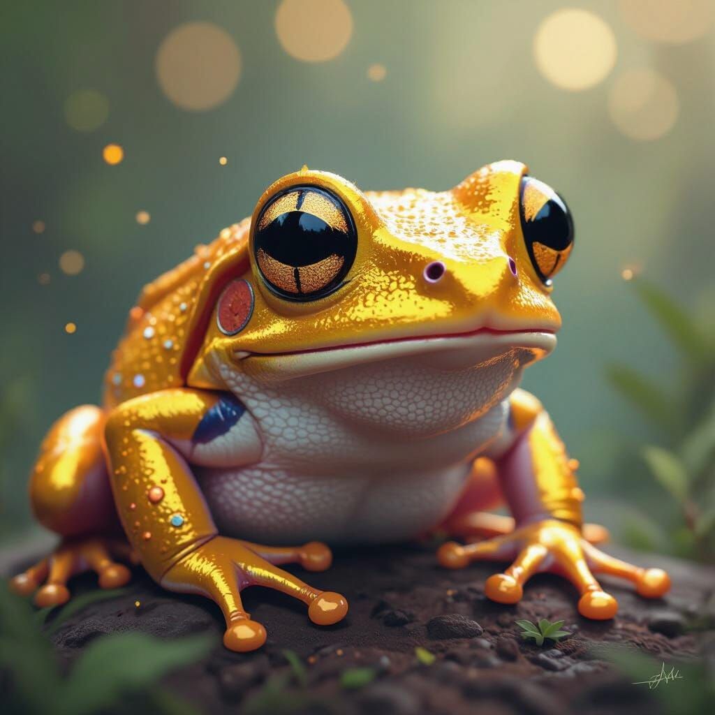 Sad soul, golden frog