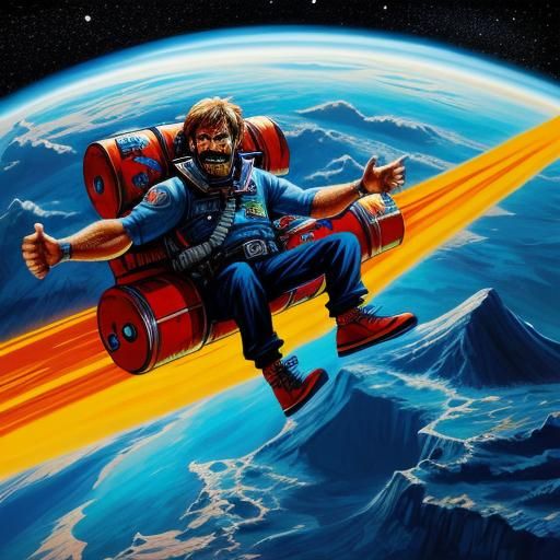 Chuck Norris in Psychedelic Outer Space Cartoon