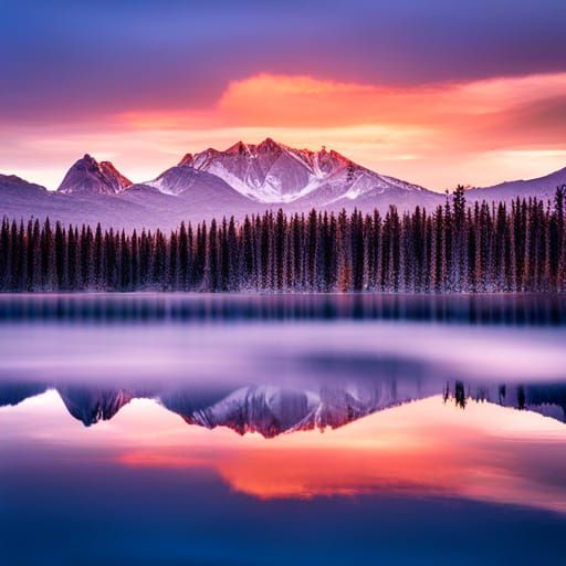 Sunset Over Lake: Hyperdetailed Fantasy Art