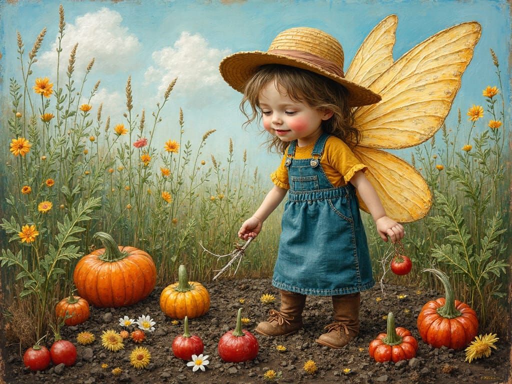 Fairy Farmer in an Abstract Expressionist Style