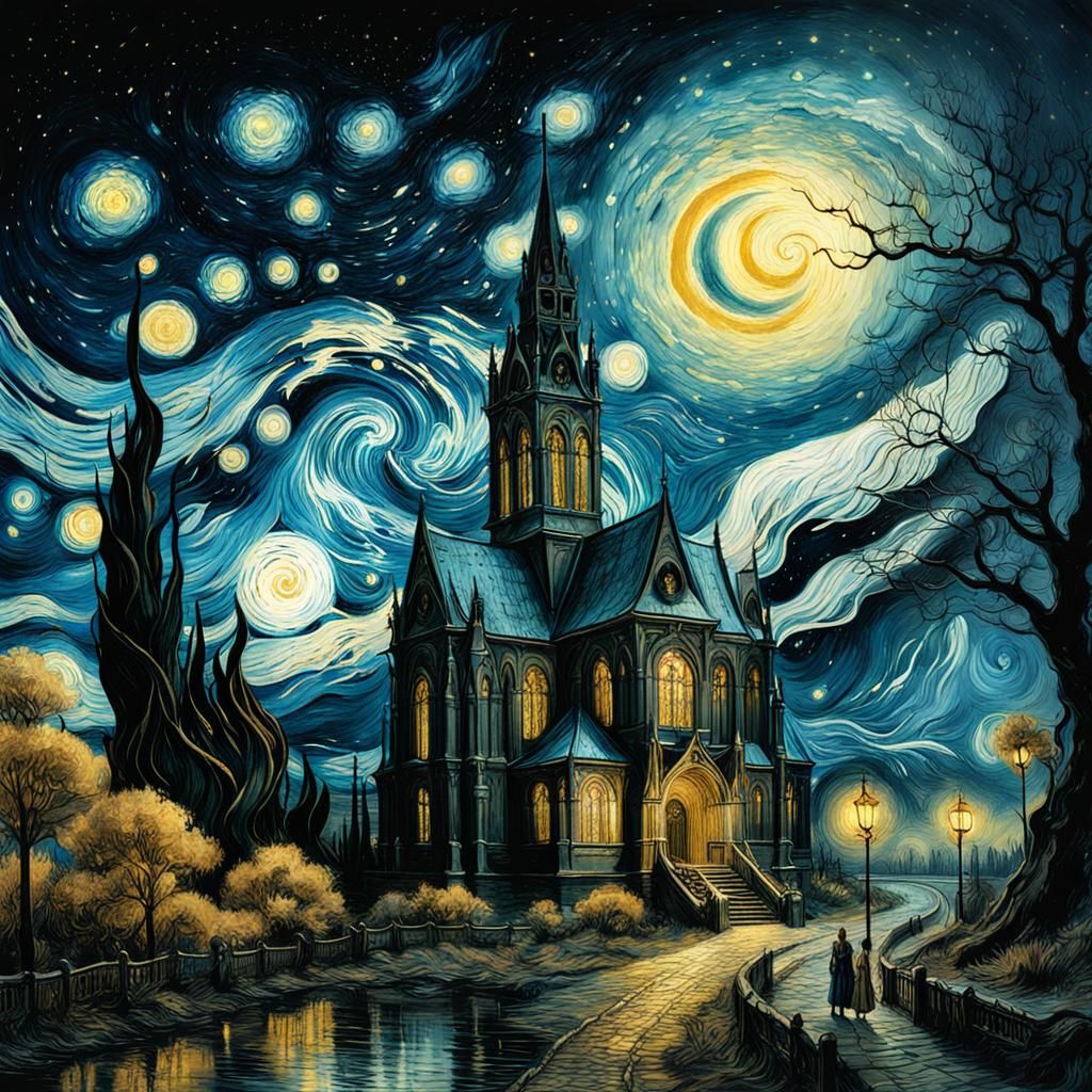 Starry Night Reimagined: A Neo-Gothic Fantasy