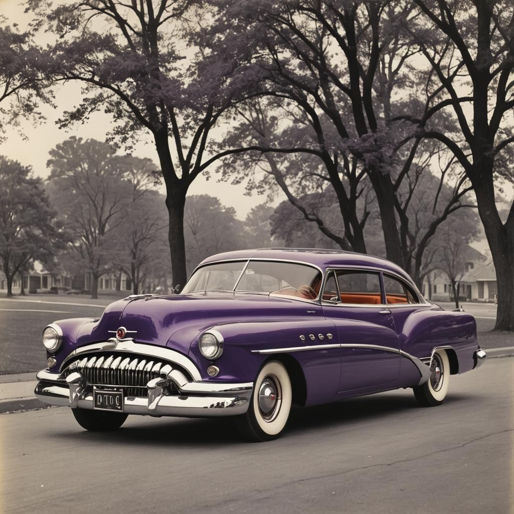 1950s Buick Car in Purple and Orange