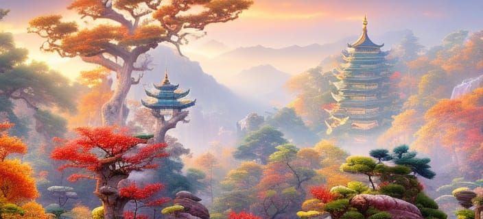 Huangshan Taoist Temples Above Painted Clouds