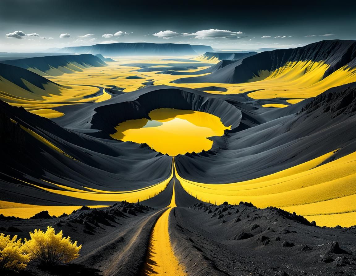 Surreal Landscape Consumed by Yellow: Digital Art