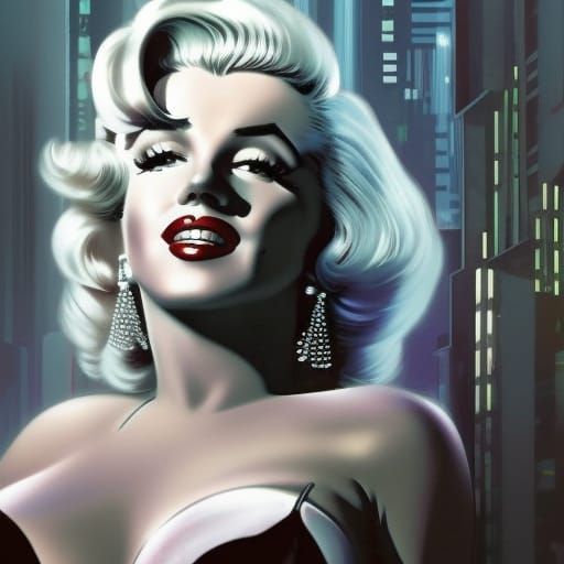 Marilyn Monroe Cyberpunk 1940s Pinup Portrait