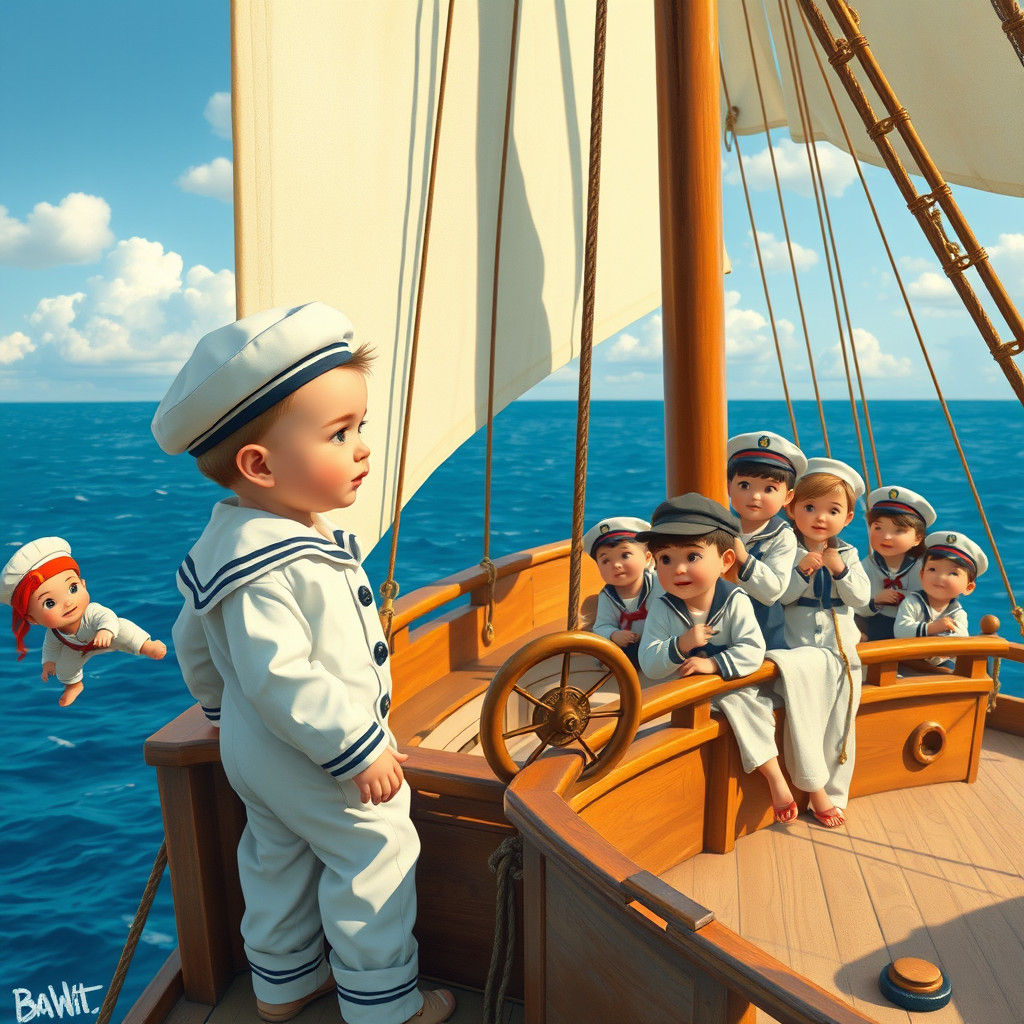 Baby Ship Captain and Crew in Americana Style