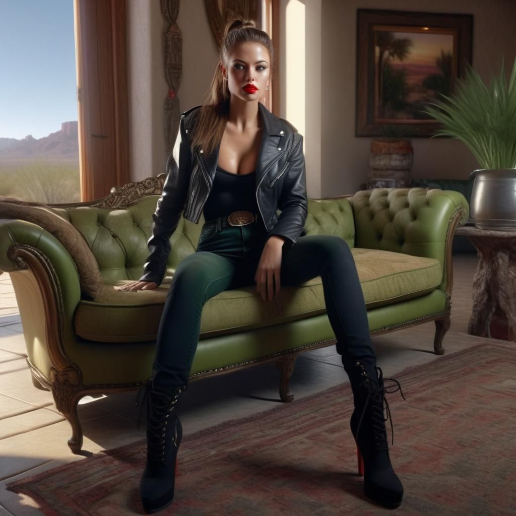 Beautiful Woman in Desert Mansion: Digital Portrait