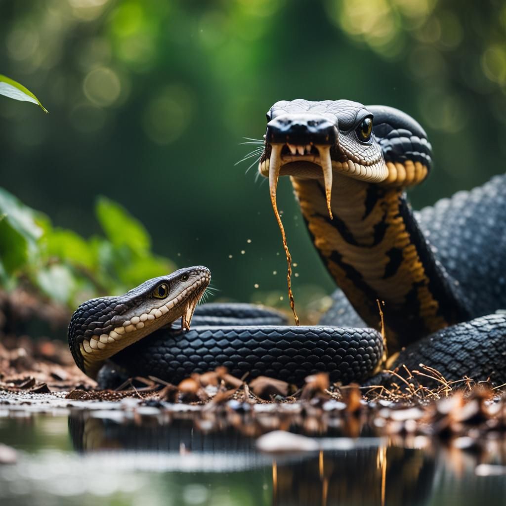 King Cobra Strangling Wild Boar in Forest