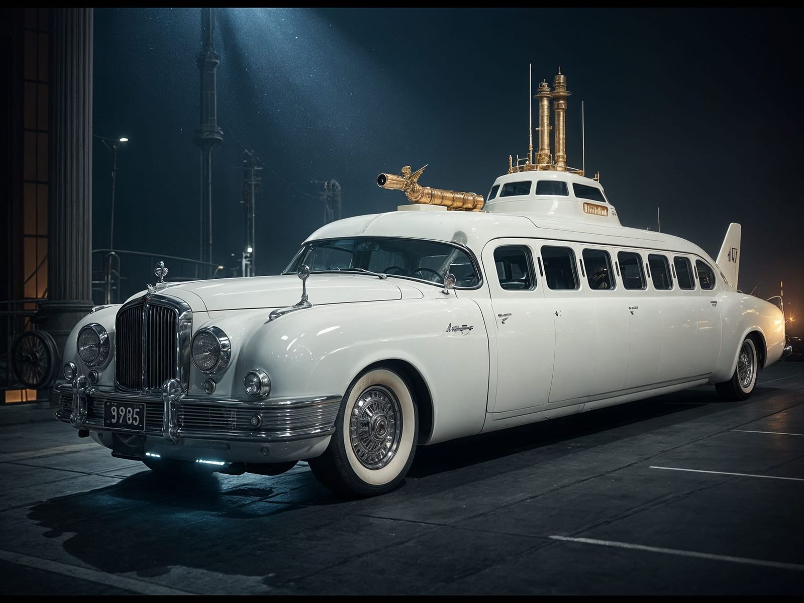 Epic Steampunk 1957 American Car Limousine in Submarine-Insp...