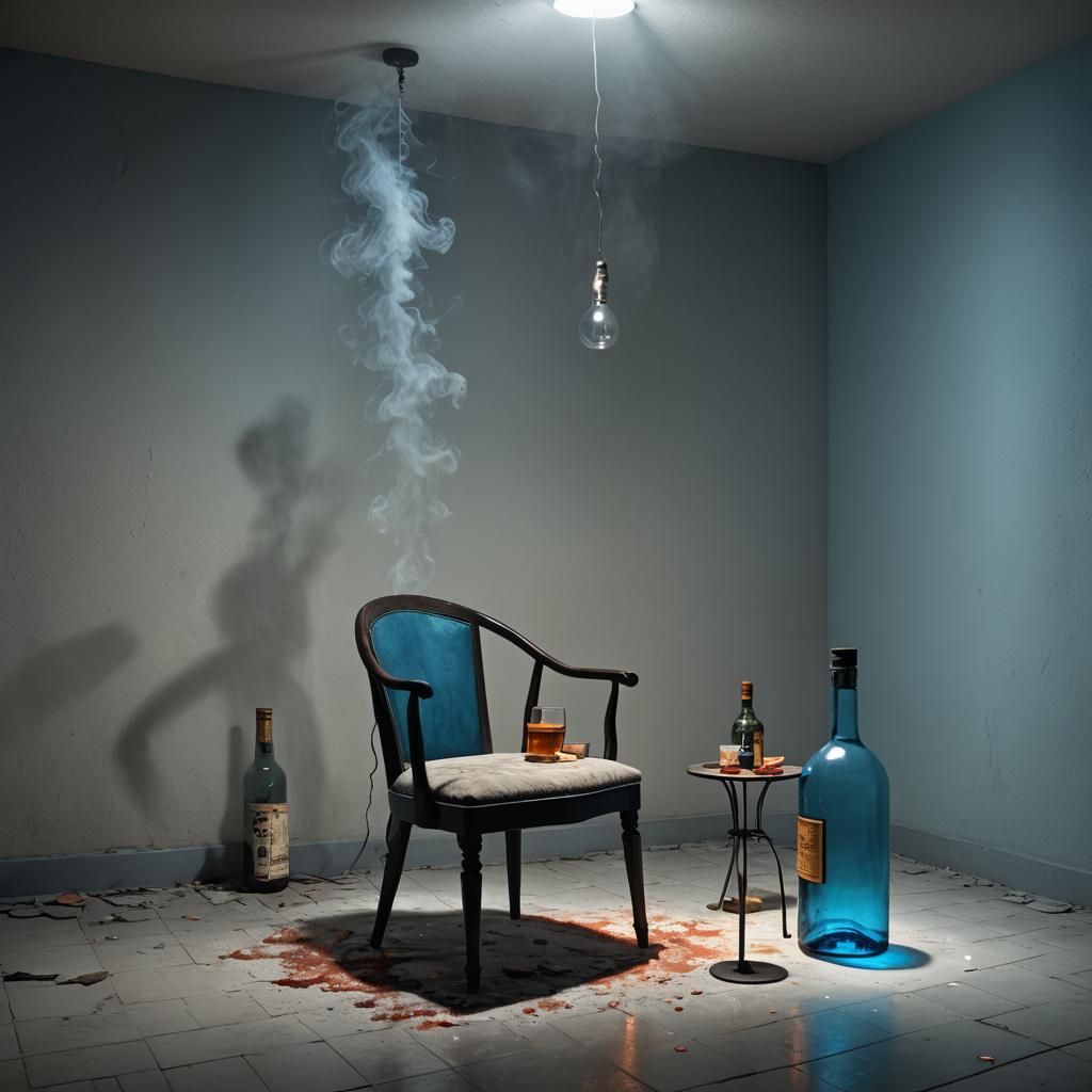 Lonely Chair in Dark Gothic Room