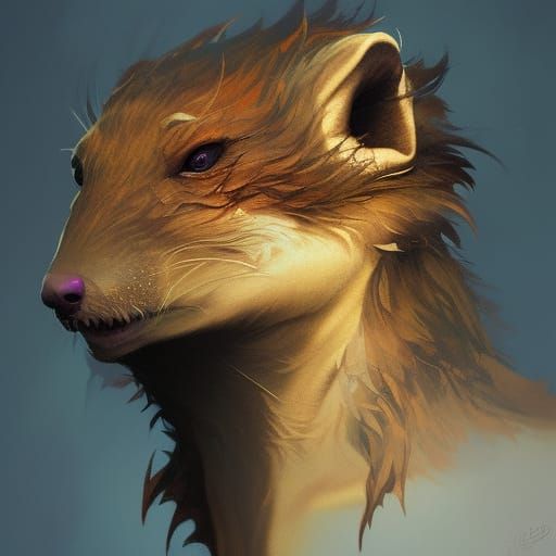 Demonic Weasel Portrait in Hyperdetailed Fantasy Art Style