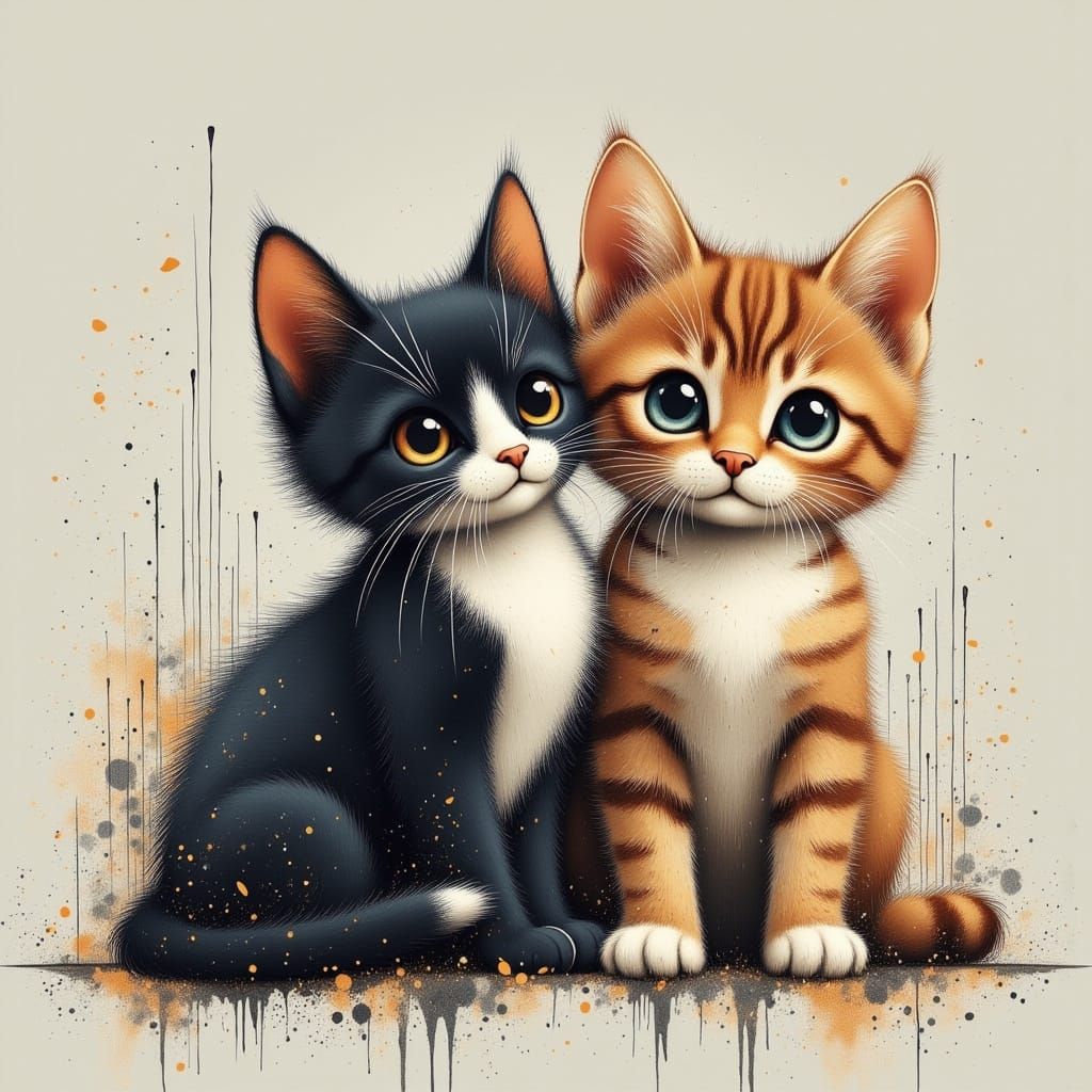 Charming Oil Portrait of a Cute Kitten