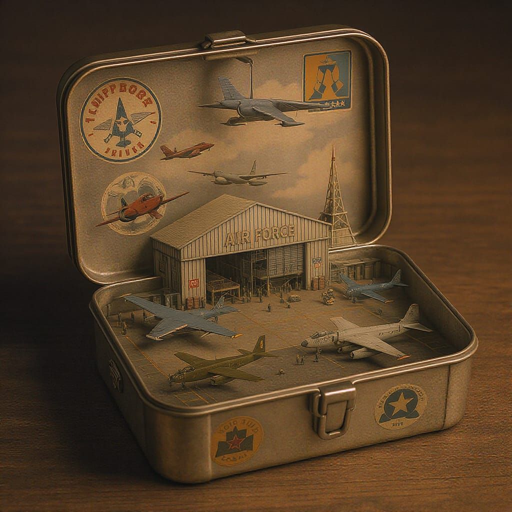 Miniature Air Force Hangar in a Lunchbox