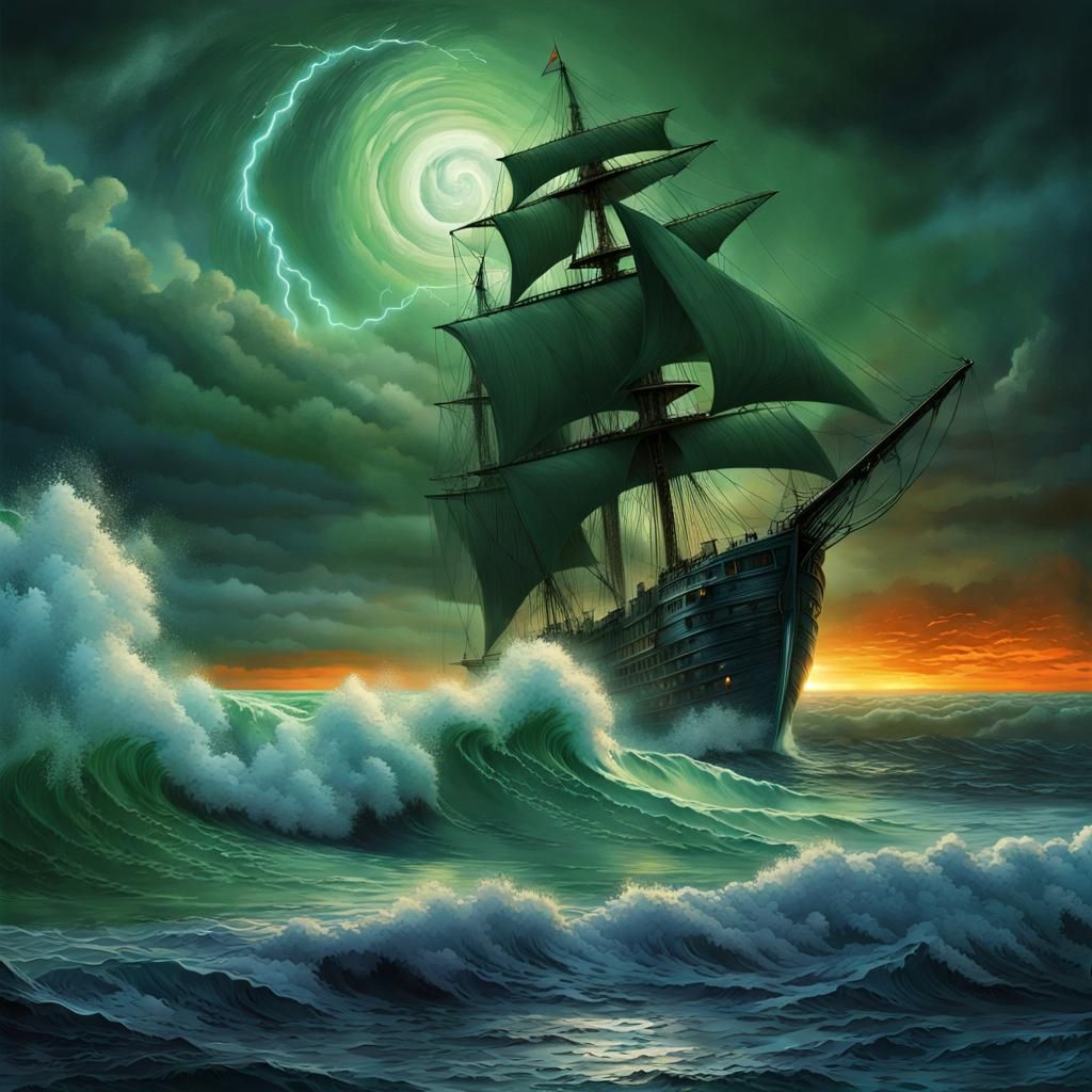 Sea Mage Emerges from Stormy Ocean