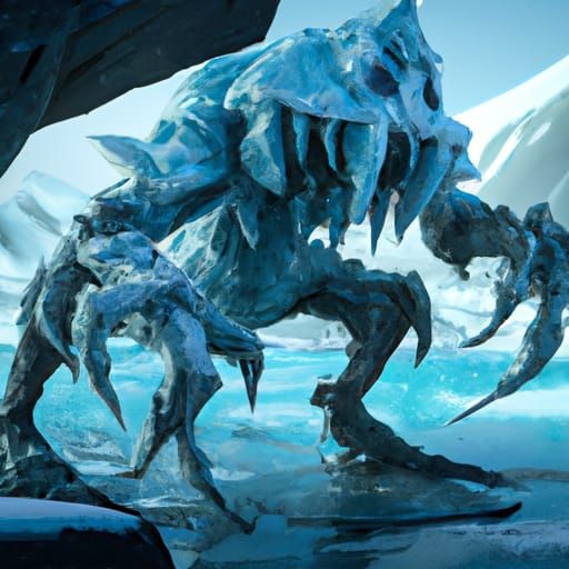 Icy Six-Legged Rock Monster in Dark Fantasy Style