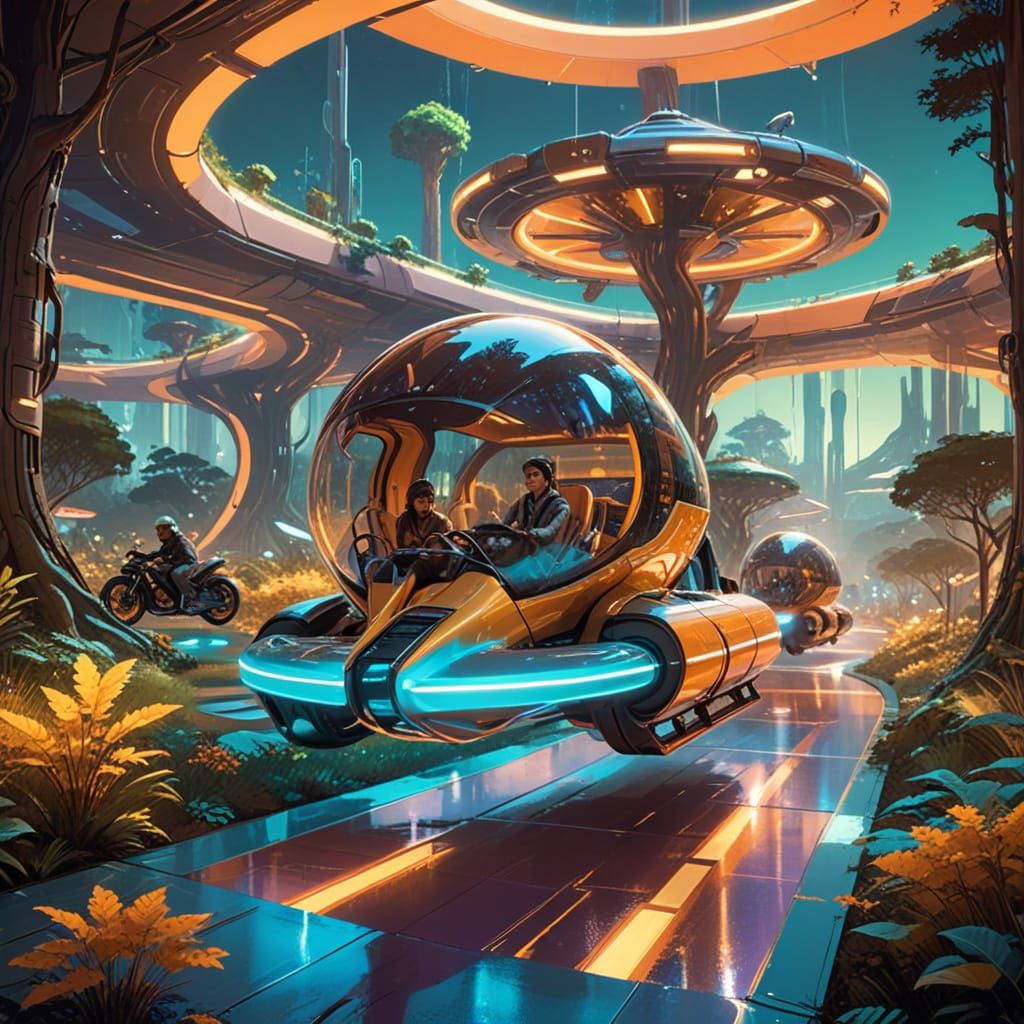 Solarpunk Utopia in Vibrant Hypercolor