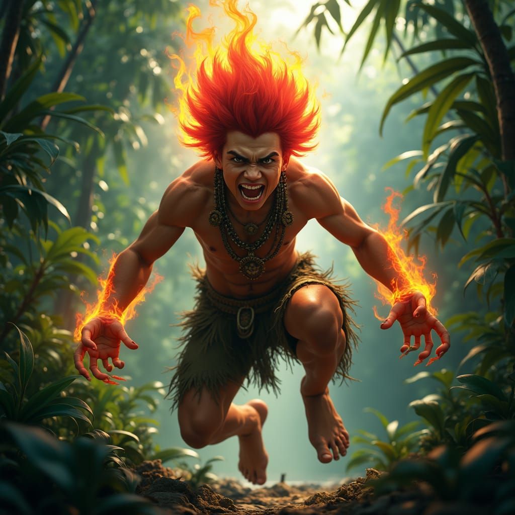 Amazonian Teen Defies Gravity with Fiery Hair, Charging Towa...