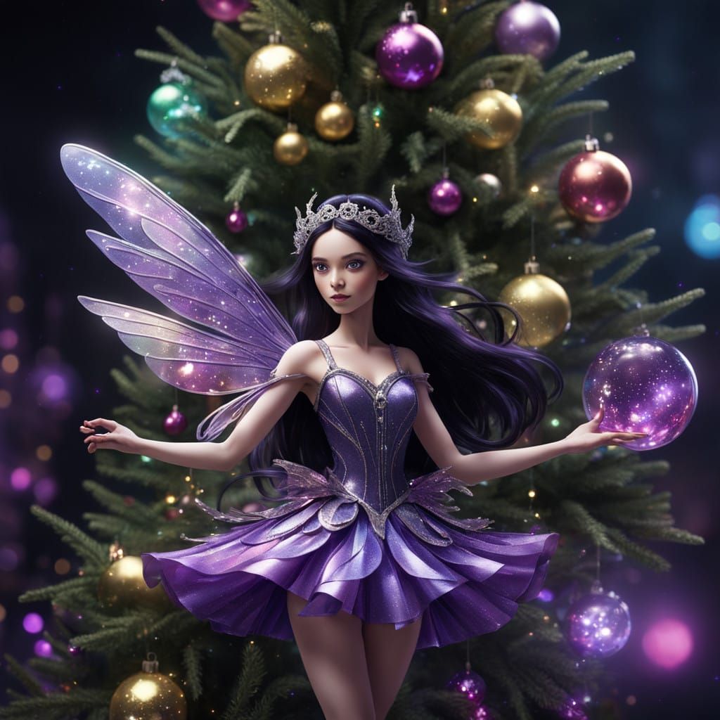 Vibrant Fairy in Glittering 3D Crochet Style