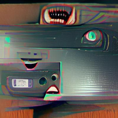 VHS Horror Face in Distorted Style