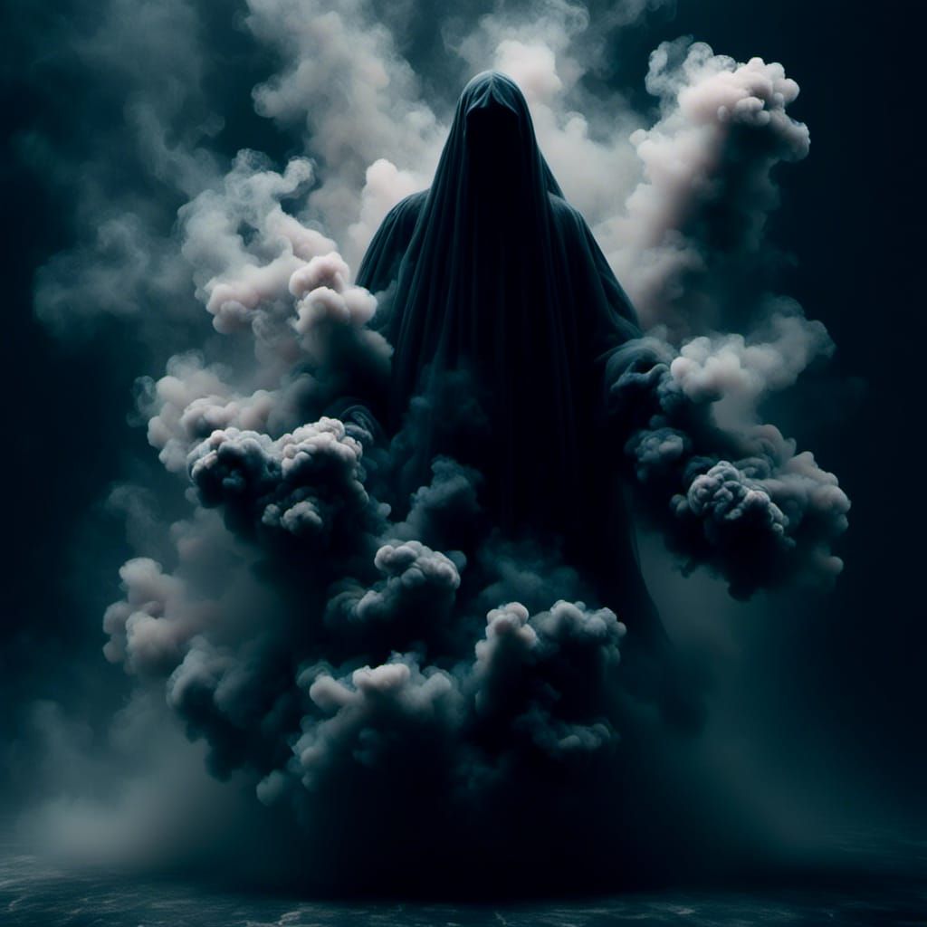 Scary Black Smoke Ghost in Dark Room