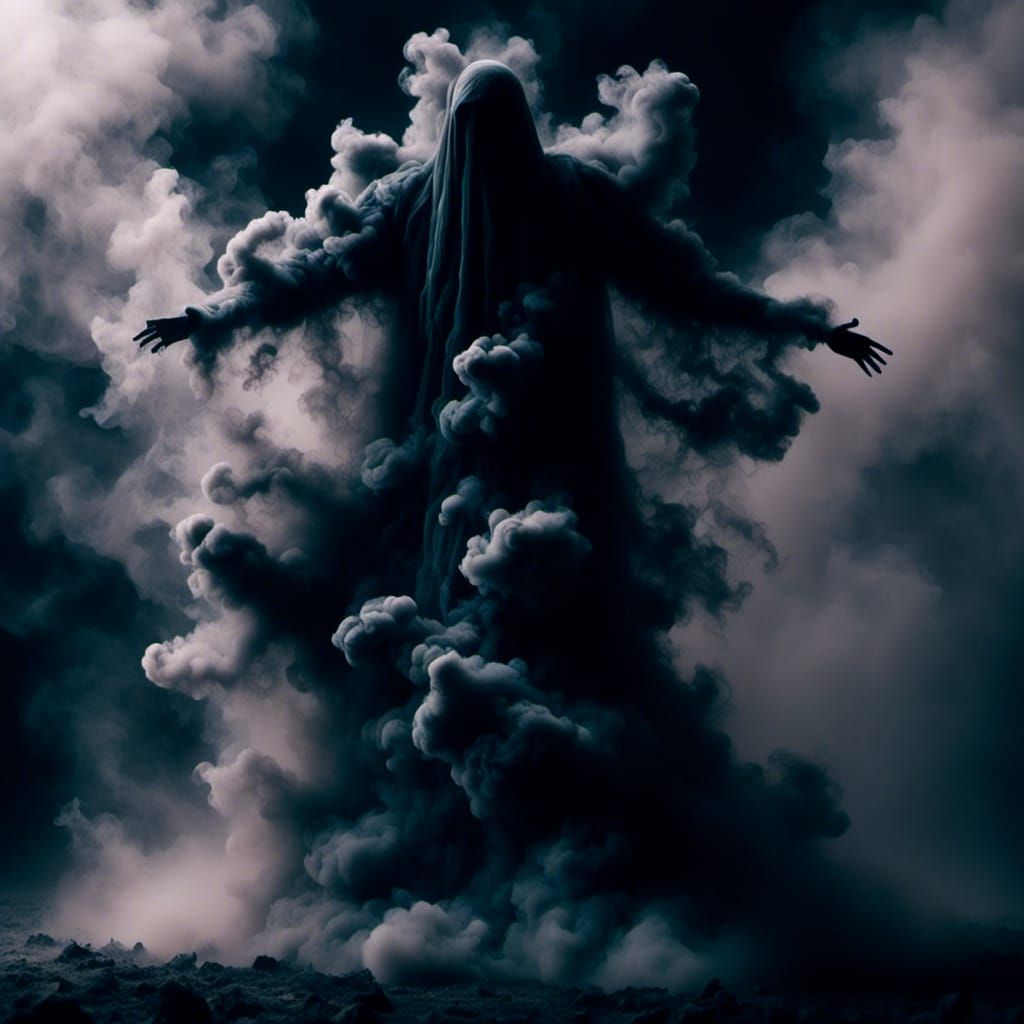 Eerie Black Smoke Ghost in Dark Function Room