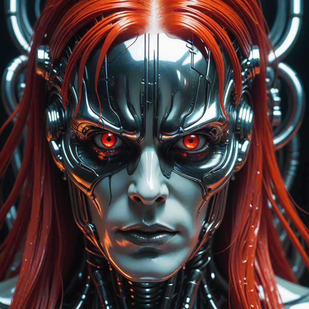 Surreal Android Melts Into Chrome Canvas as Oil Painting