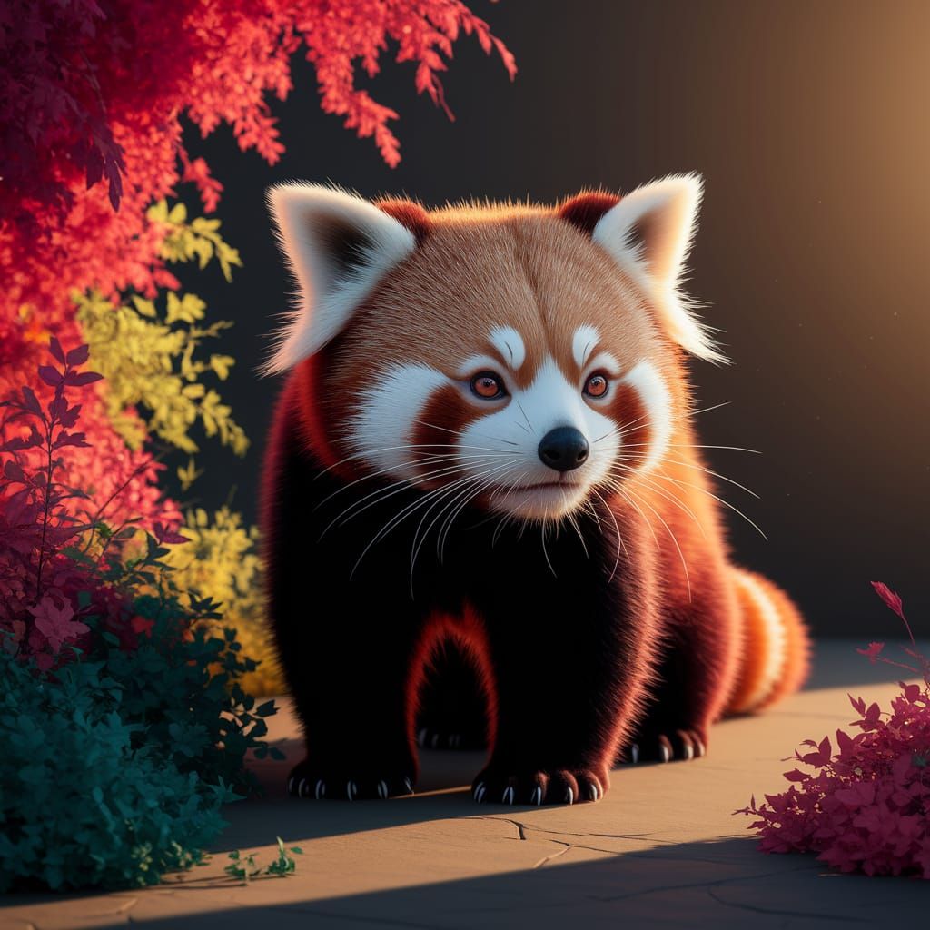 Red Panda Portrait in Warm Sunlight