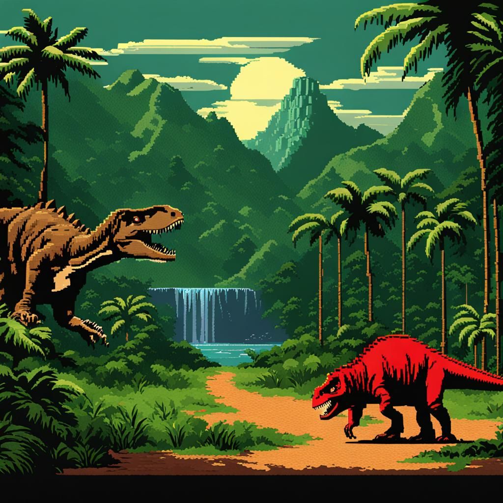 Jurassic Park in 16-bit Adventure Game Style