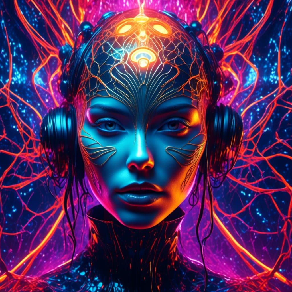 Neon Lillith Face in Pop-Art Style