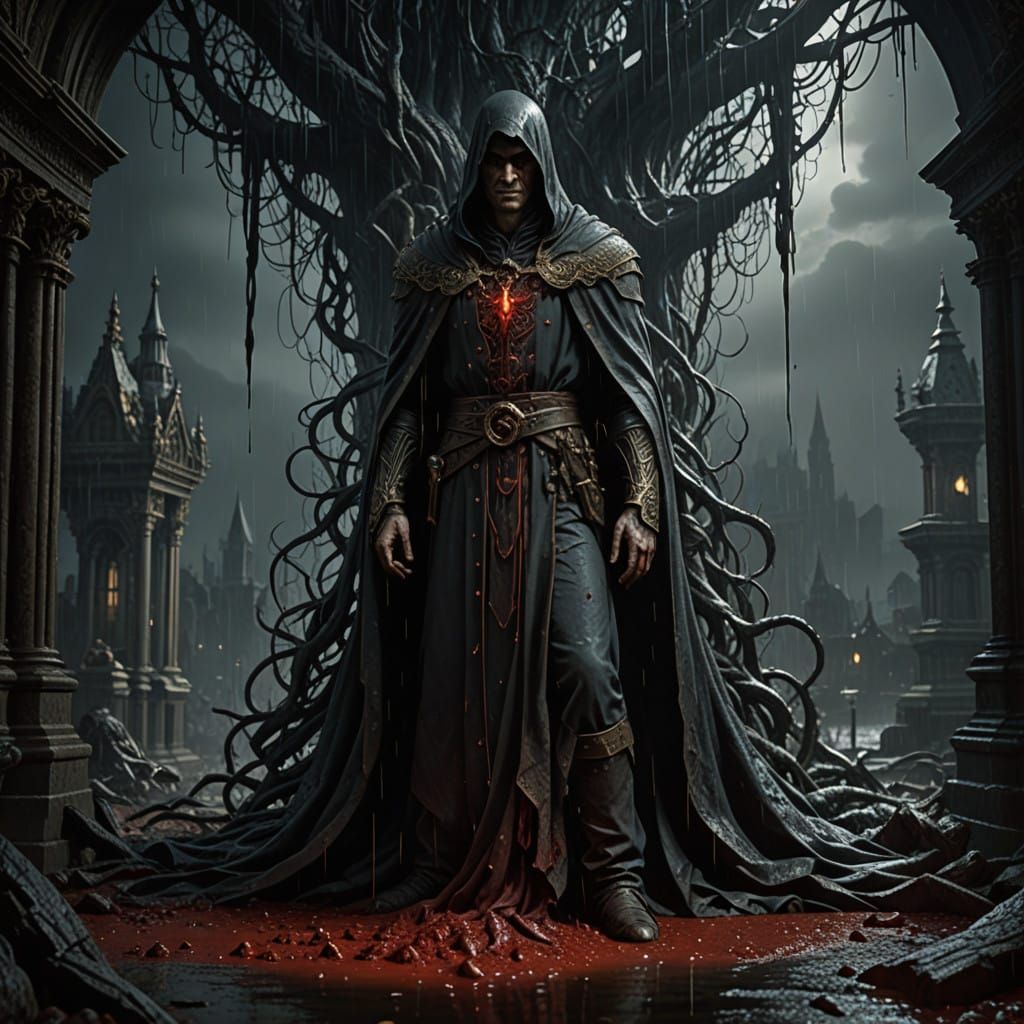 Sinister Blood Rain Scene in HDR, Inspired by Gustave Doré a...