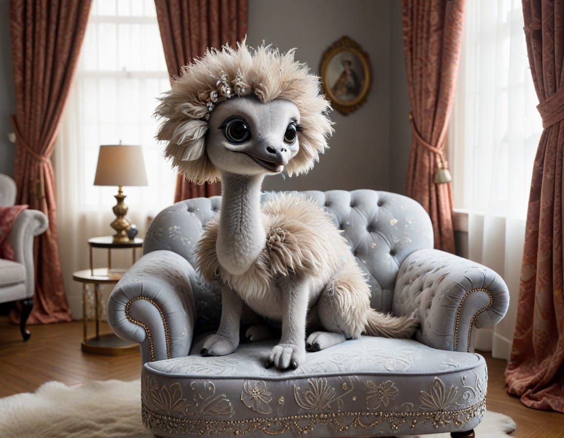 Ostrich with Happy Puppy Ears