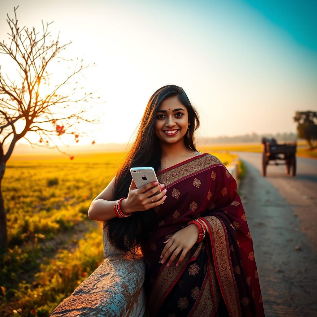 Ethereal Countryside Beauty in a Vibrant Indian-Inspired Set...