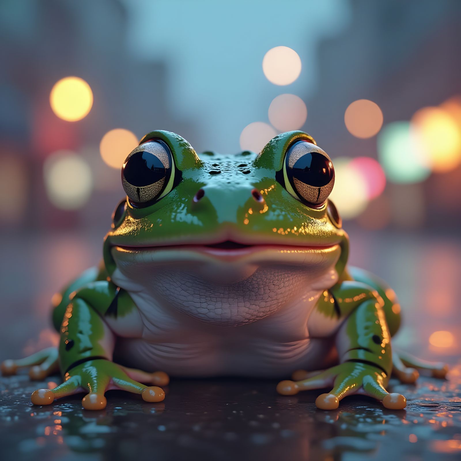 Surprised Frog Face in Cinematic Hyperrealism